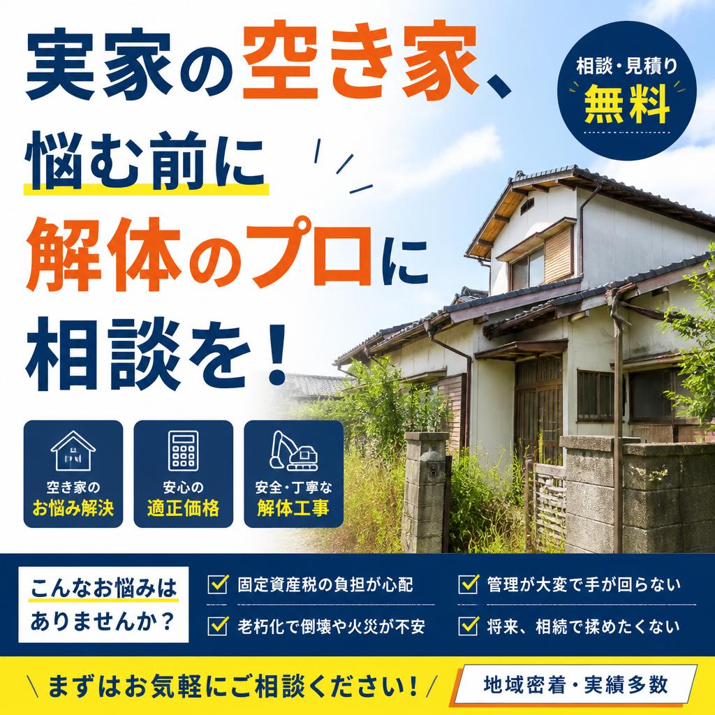 実家の空き家、悩む前に解体のプロに相談を！