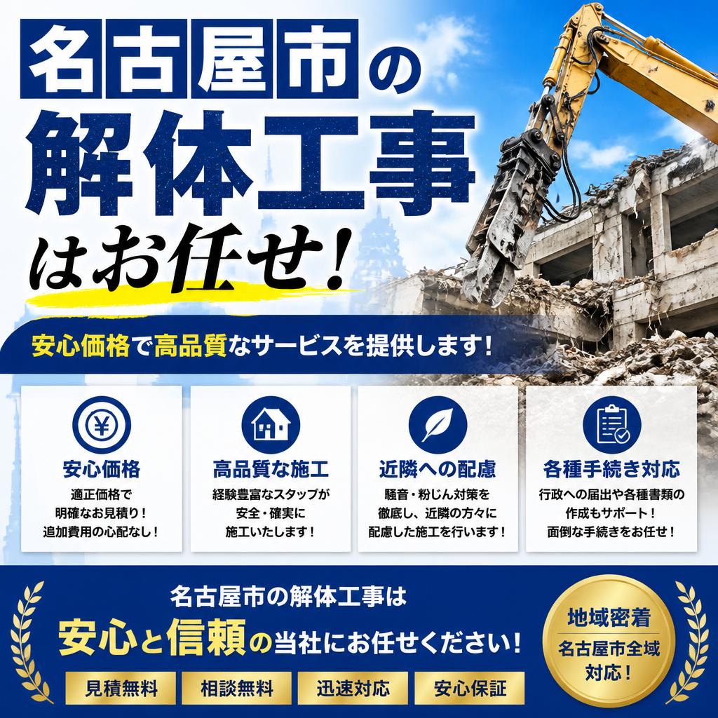 名古屋市の解体工事はお任せ！安心価格で高品質なサービスを提供します！