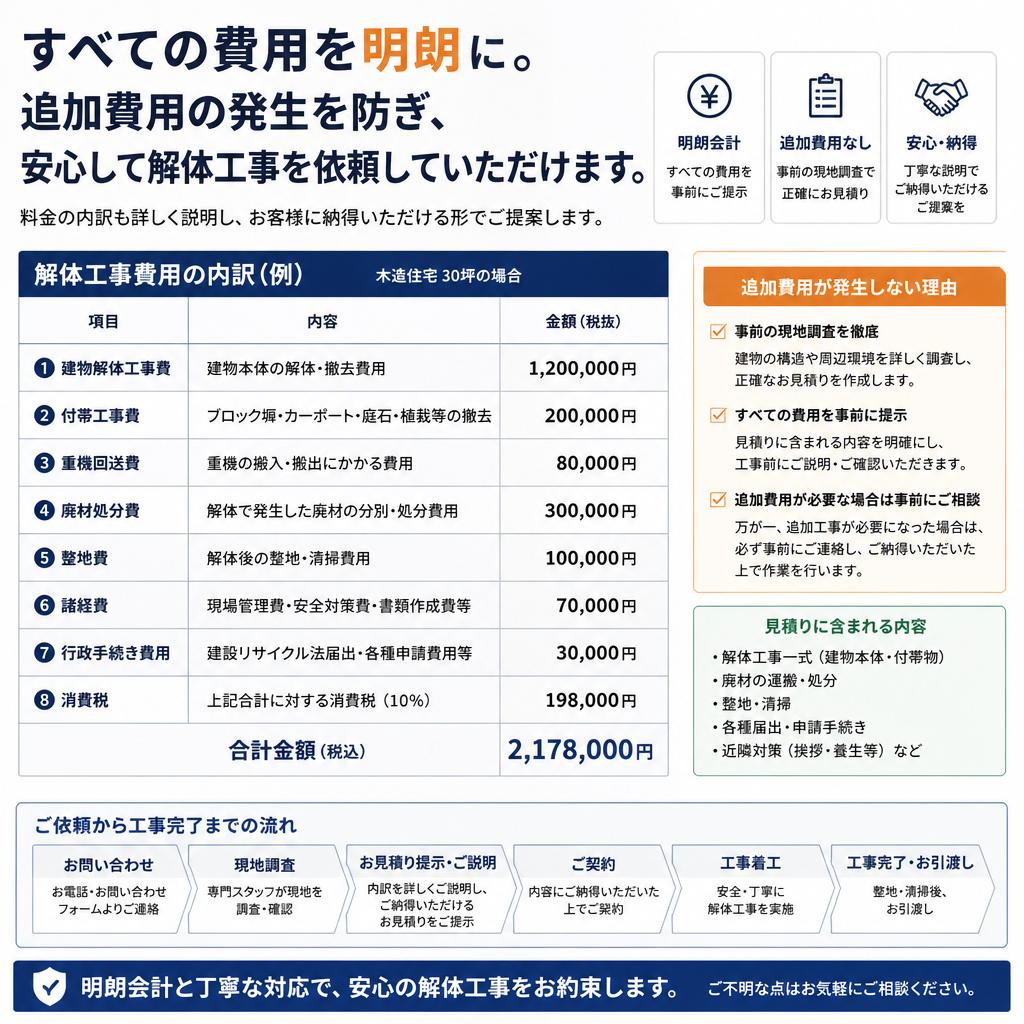 安心の解体費用、明確な料金設定