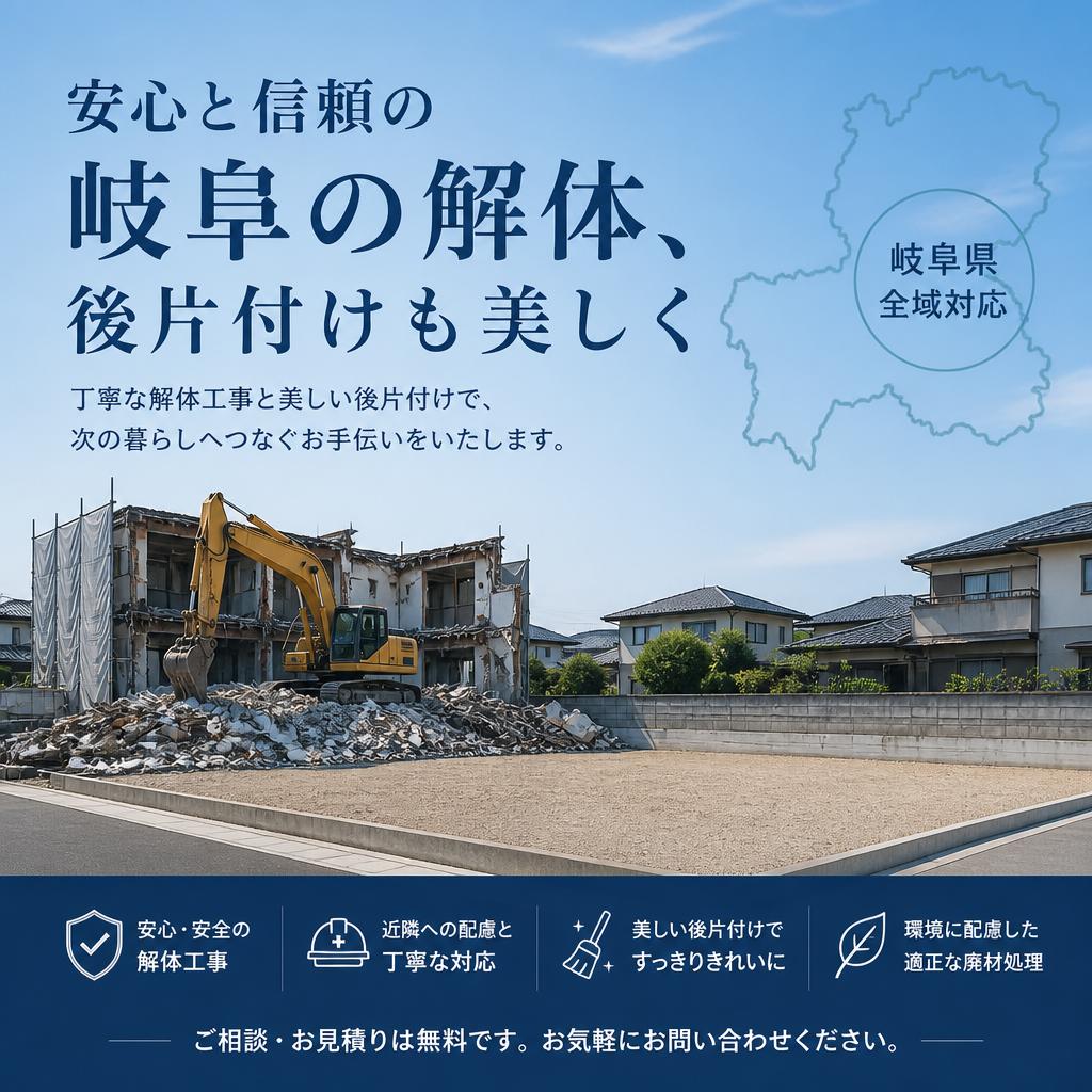 安心と信頼の岐阜の解体、後片付けも美しく