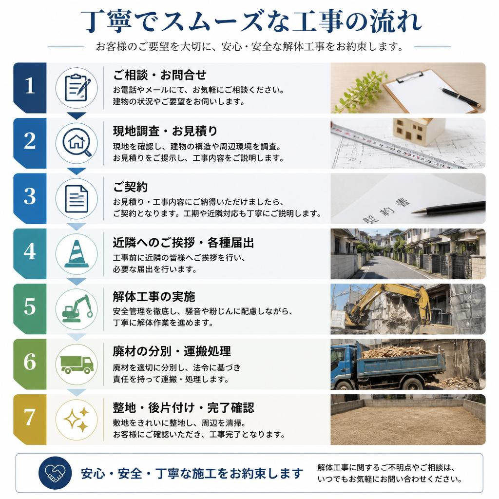 2. 丁寧な解体工事の流れ