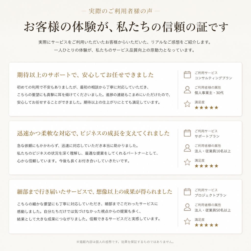 5. お客様の声：満足いただいたお客様の体験談