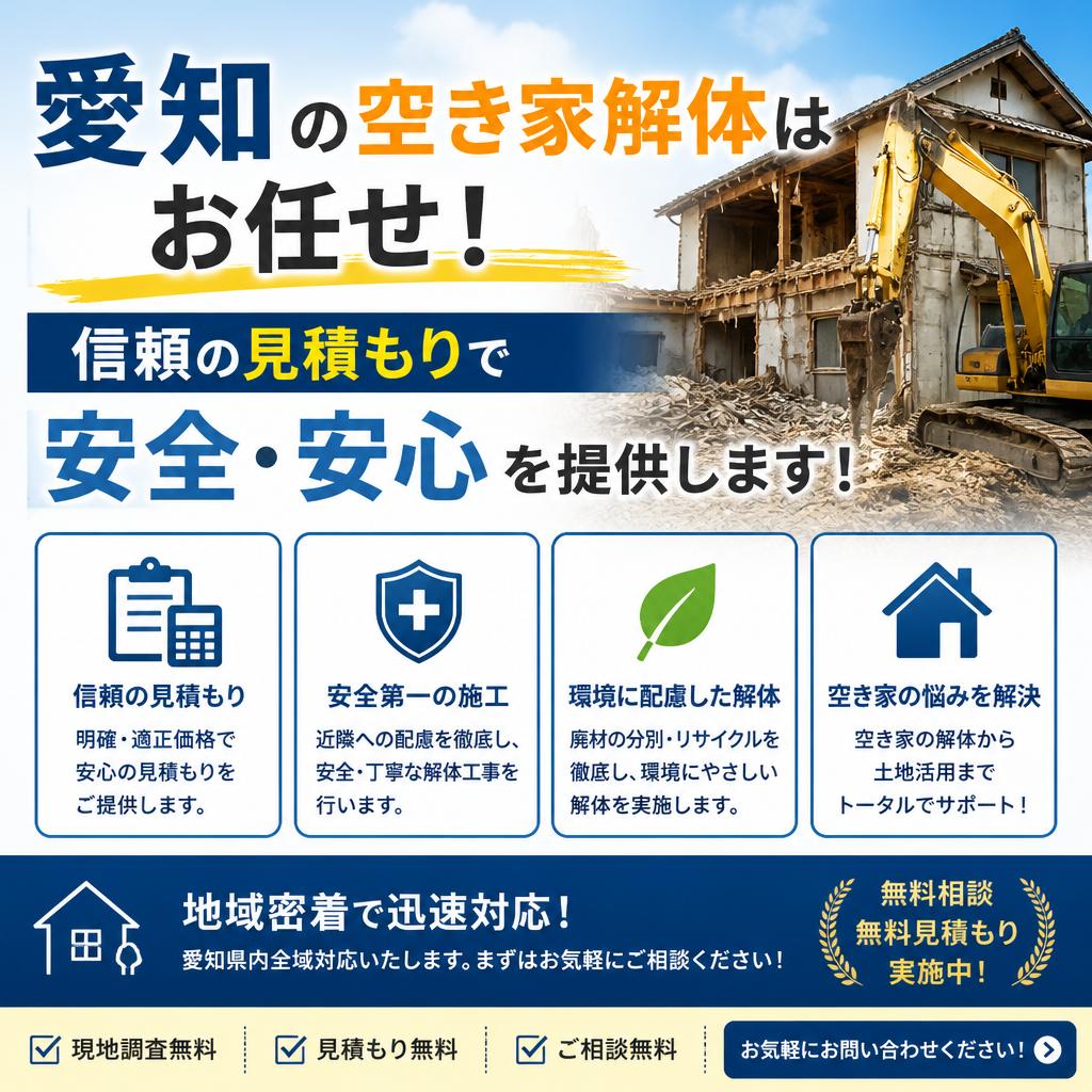 愛知の空き家解体はお任せ！信頼の見積もりで安全・安心を提供します！