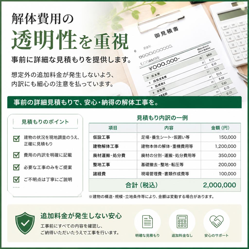 明確な解体費用！追加料金なし