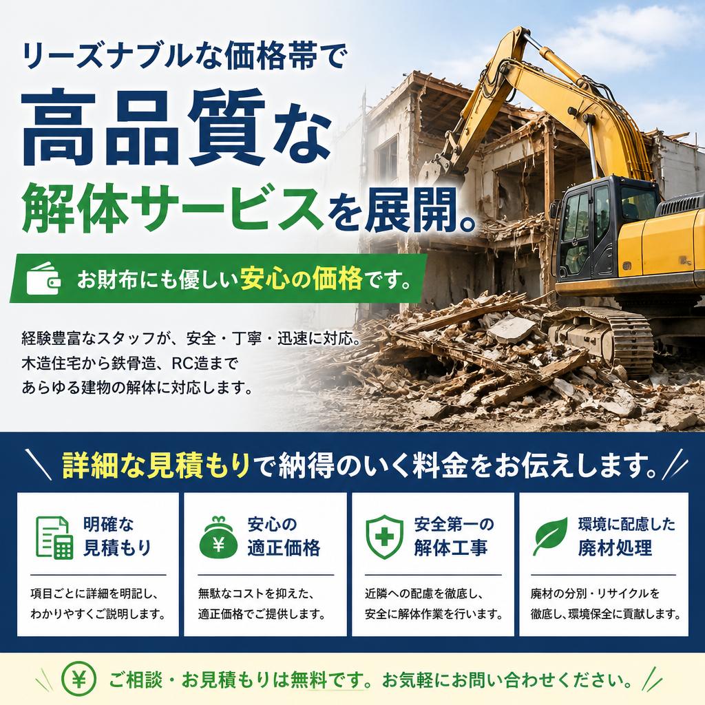 安心・低価格の解体費用