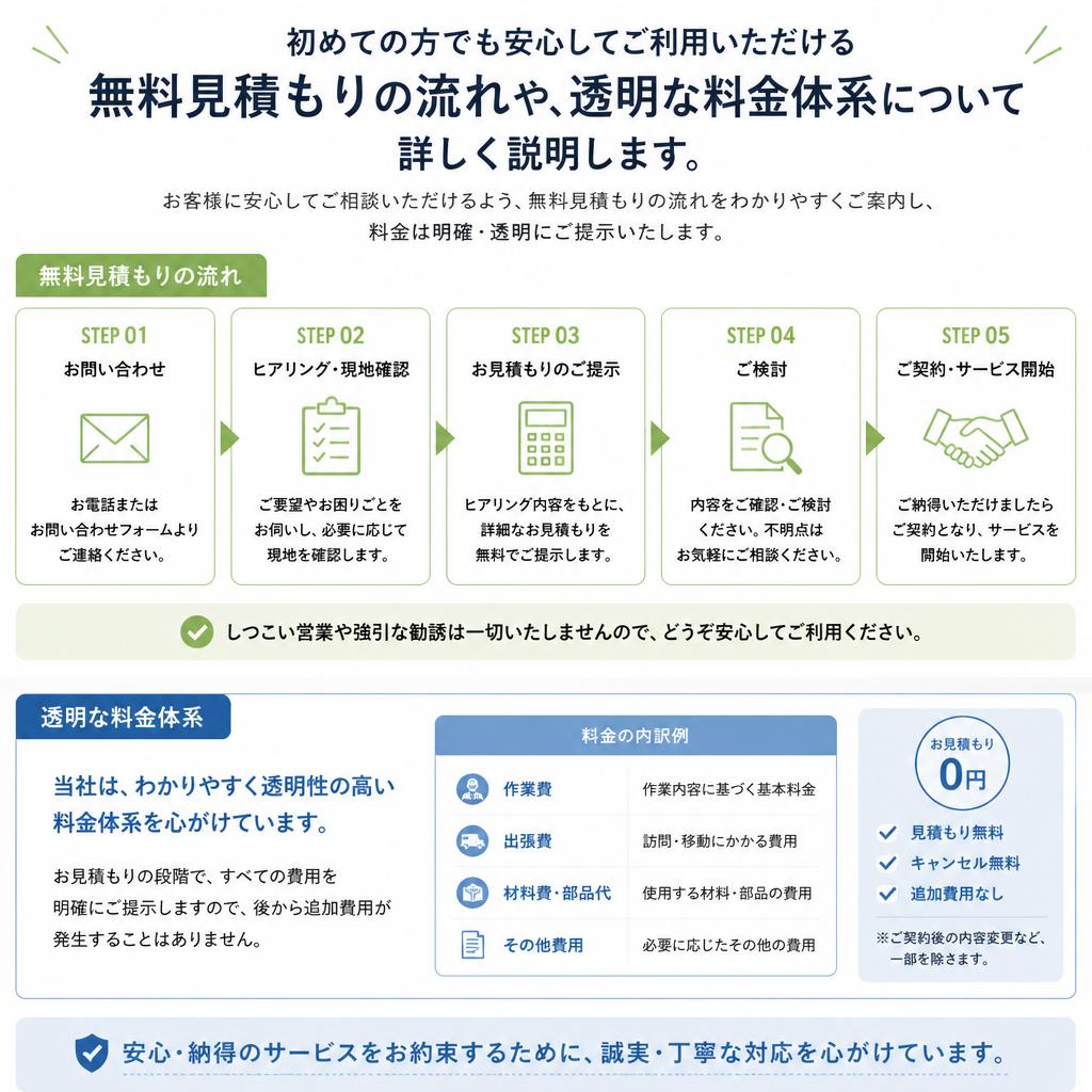 無料見積もりで安心のサービス
